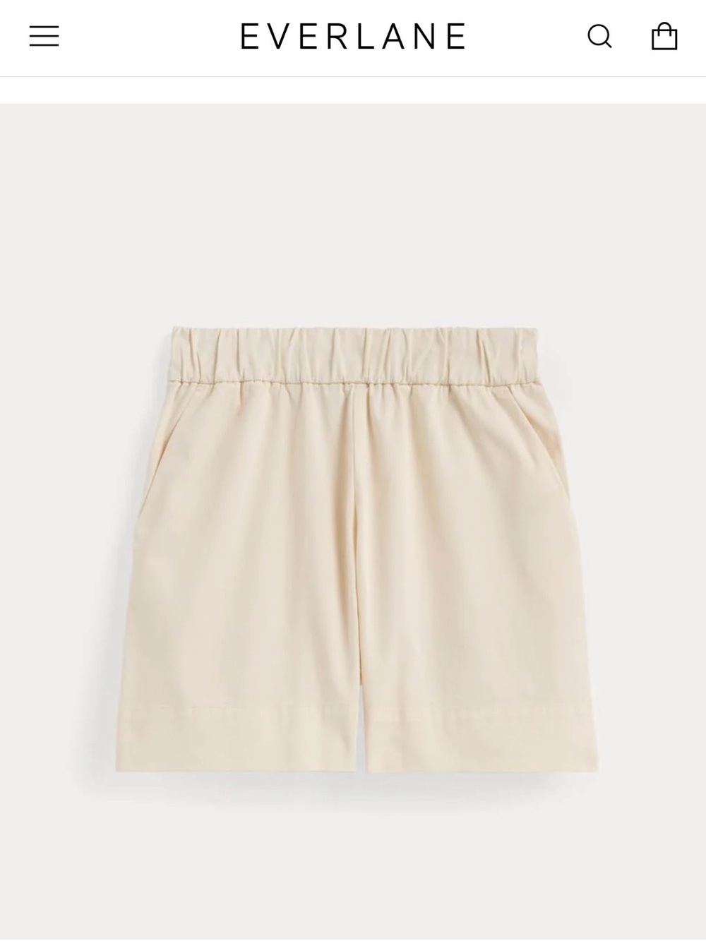 Everlane Cream THE EASY SHORT Elastic-Waist Shorts